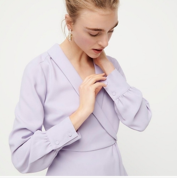 J. Crew Lilac Purple Drapey Faux Wrap Top 365 Crepe Fabric Size 8 - Picture 3 of 16